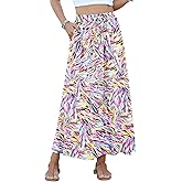 KUOTAI High Waist A-Line Skirts for Women Flowy Long Maxi Skirt with Pockets Boho for Women 2025 Trendy