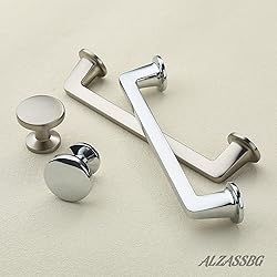 Alzassbg 10 Pack Polished Chrome Cabinet Knobs, 1.1