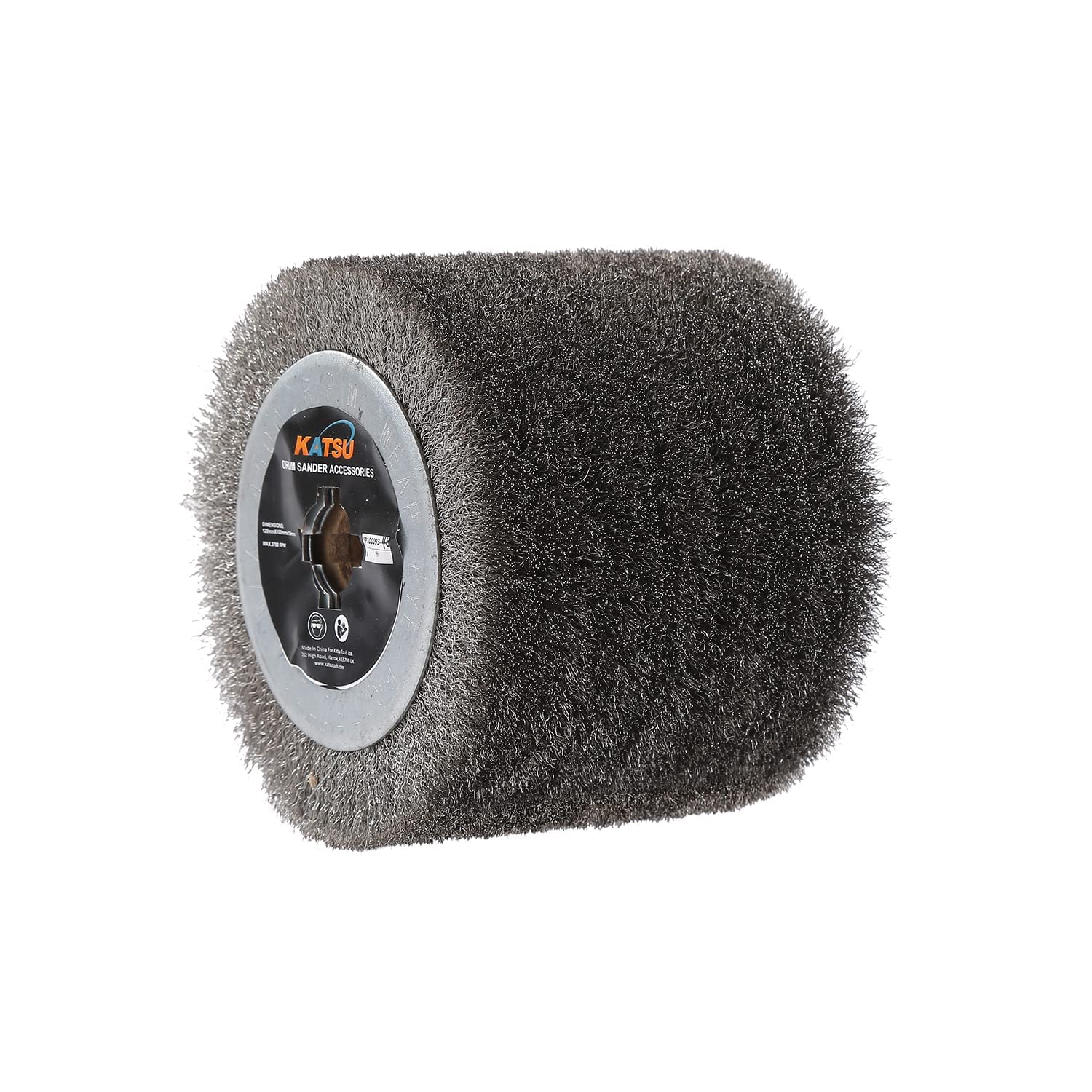 KATSU Drum Sander Wire Brush Stainless Steel 120mm 0.3mm Wire Diameter Angle Grinder Burnisher Polisher Replacement SP10009347