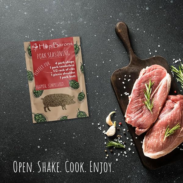 HOP BARONS, GOURMET PORK SEASONING, SINGLE SERVE PACK – PREMIUM BLEND OF HERBS AND SPICES, NO FILLERS, NO PRESERVATIVES – COOKING GIFTS FOR MEN, GRILLING GIFTS