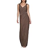 DKNY Womens All Over Metallic Knit Sleeveless Dress