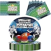 SUIGREOY 100 Pcs Football Oval Paper Plates and Napkins Set, 10" x 12" Large Disposable Heavy Duty Football Paper Plates for Football Theme Party Supplies