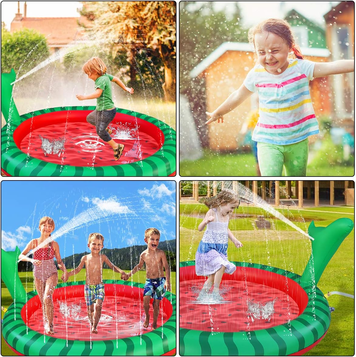 Apfity Splash Pad for Kids Dogs, 68" Sprinkle Play Mat Summer Water Toys Inflatable Swimming Pool for Toddlers Baby Kiddie and Pets Dog Outside Sprinkler Pool for Age 2 3 4 5 6 7 8 9 10: Kitchen & Dining