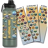 National Parks Stainless Steel Water Bottle with Secret Compartment – Includes All Park Stickers to Track Your Visits (Green)