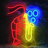 GNVETZLL Lobster Saxophone Neon Sign for Wall Decor Jazz Music Neon Light Sign Vintage Jazz Shrimp LED Light Sign for Classroom Office Party Bedroom Man Cave Decor