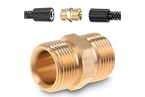 Pressure Washer Hose Connector - M22 14mm Pressure Washer Hose Coupler 4500 PSI, Heavy-Duty Brass, Quick Connect and No-Leak 