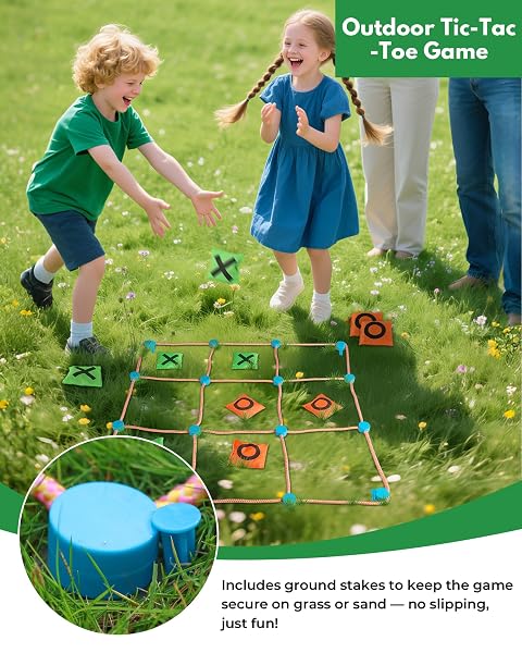 2-IN-1 GIANT TIC TAC TOE AND CAN TOSS GAME – OUTDOOR GAMES FOR KIDS & FAMILY, BACKYARD AND INDOOR PARTY GAME SET WITH BEAN BAGS & STORAGE BAG