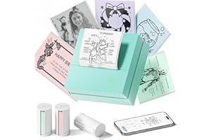 TYPONOS Sticker Printer, PM290 Mini Printer, Bluetooth Sticker Maker Machine with 3 Rolls Paper, Portable Print Pod for Study Notes, Journal, Lists, Pictures, DIY Gifts for School Office Home, Green
