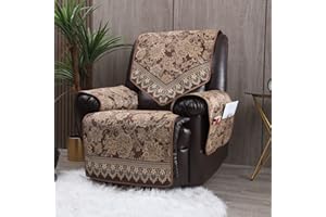 LUFEIJIASHI Recliner Chair Covers Non Slip Waterproof Large Recliner Covers for Leather Recliner,Electric Reclining Chair Covers for Living Room Dog Sofa Recliner Cover Furniture Protective Brown