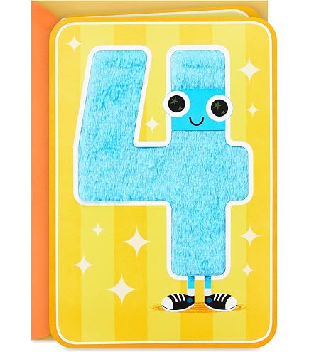 Old English Co. Tarjeta De Primer Cumpleaños Para Niño O Niña, Tarjeta De Feliz Cuarto Cumpleaños Para Niños De Cuatro Años, Excavadora, Tractor, Tema