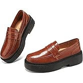 BEAUSEEN Women's Platform Chunky Penny Loafers Comfortable Lug Sole Slip-On Business Work Casual Dressy Shoes