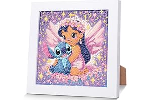 XACKCME Stitch Diamond Art Painting Kits for Kids with Frame,Cartoon Diamond Art for Kids Ages 4-8-12,Easy Kids Gem Art Kit with Beautiful Package for Gift Home Wall Decor(7x7inch)