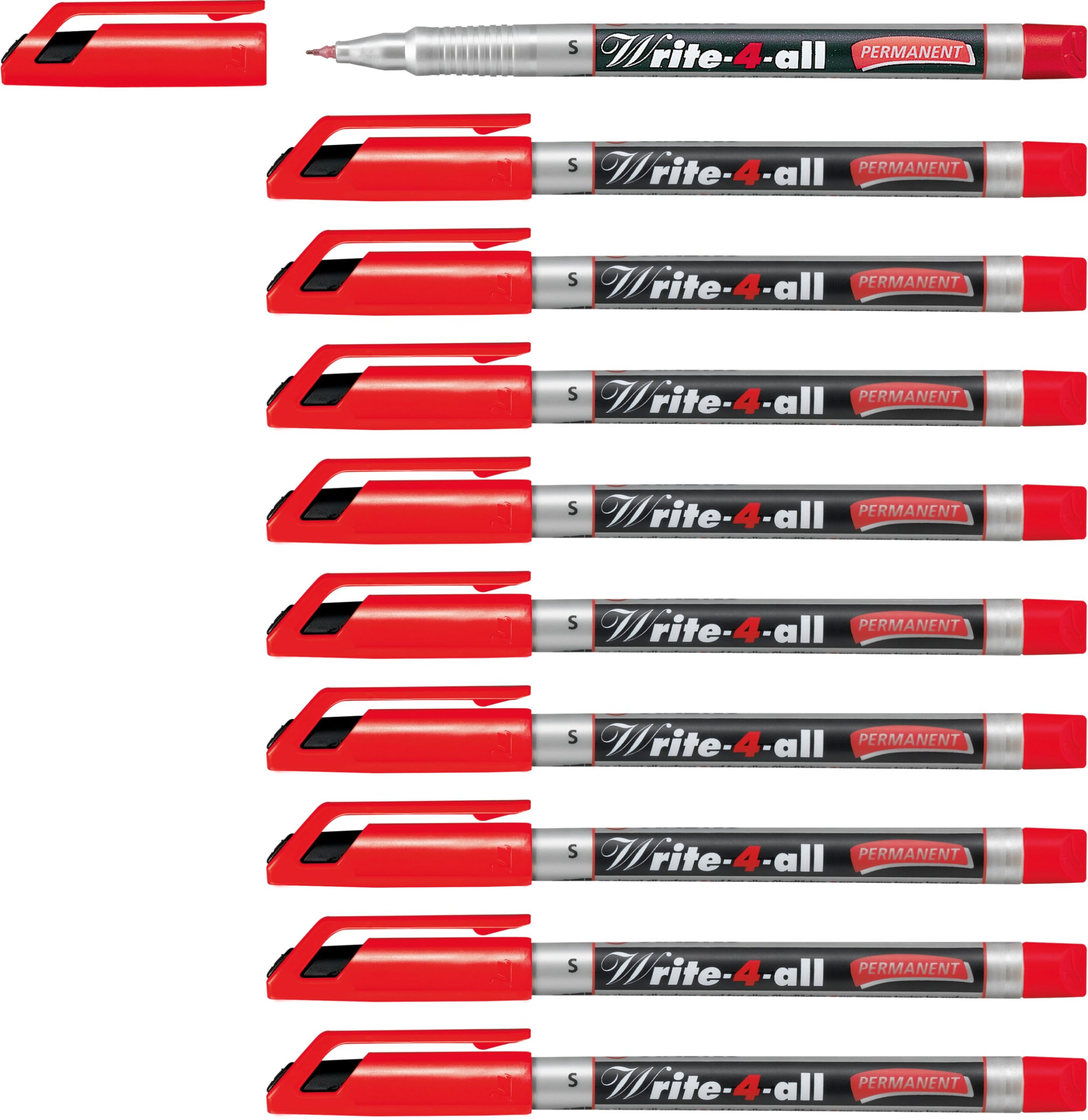 Permanent Marker - STABILO Write-4-all - Super Fine - Box of 10 - Red