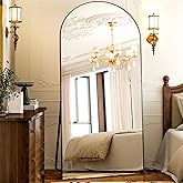 GLSLAND-77 x38 Arched Full Length Mirror - Oversize Floor Mirrors Aluminum Alloy Frame Full Body Dressing Mirror for Bedroom Living Room,Black