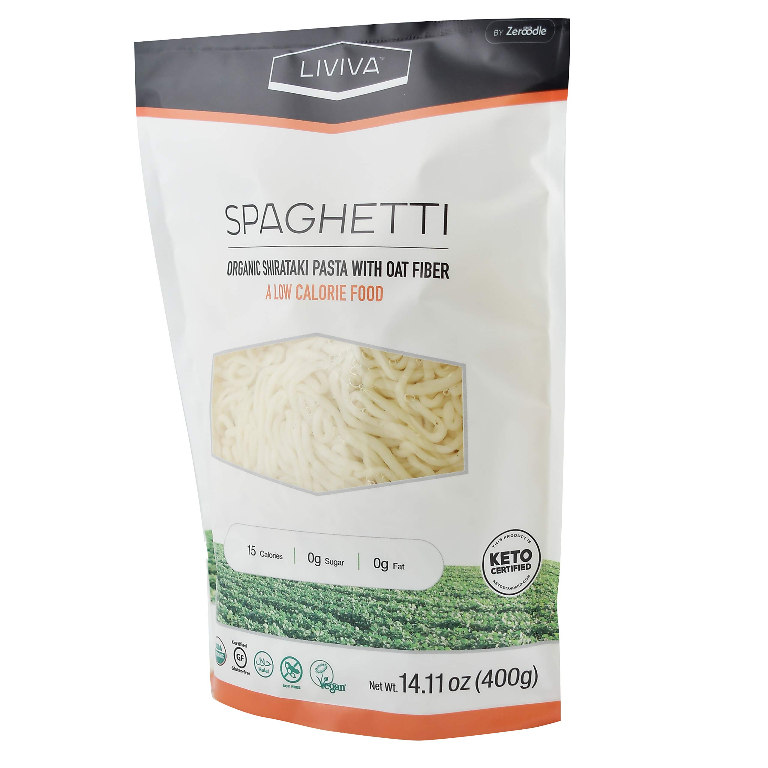 LIVIVA Low Calorie KetoCertified Organic Shirataki Spaghetti with Oat