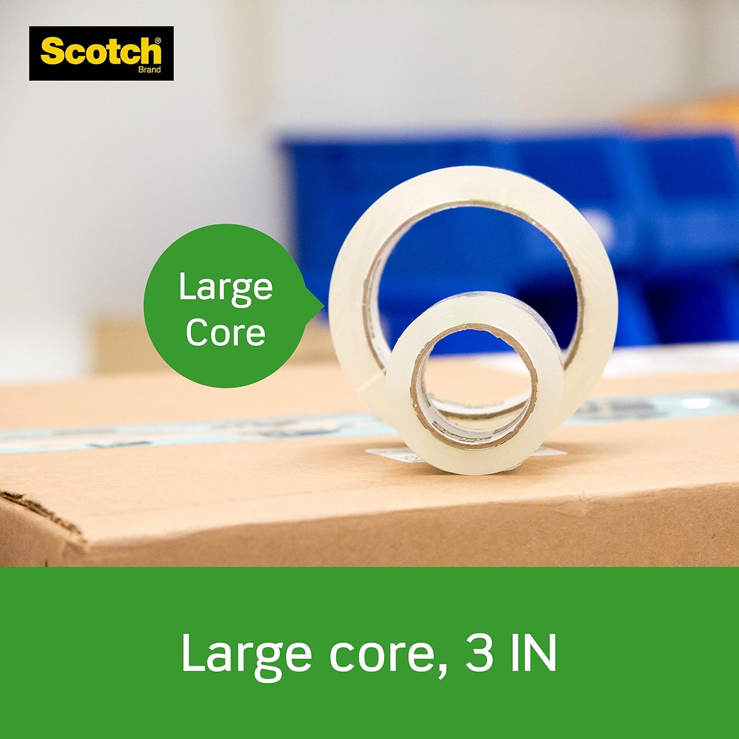 Scotch Tough Grip Moving Packaging Tape, 1.88 in. x 54.6 yd., 1 Dispenser and 1 Refill Roll/Pack : Office Products