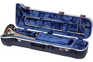 Crossrock Woodwind Case, ABS Hardshell with Single Shoulder Strap, Accessories Pocket, Locking Latch, Fits Trombone, Right-Bl