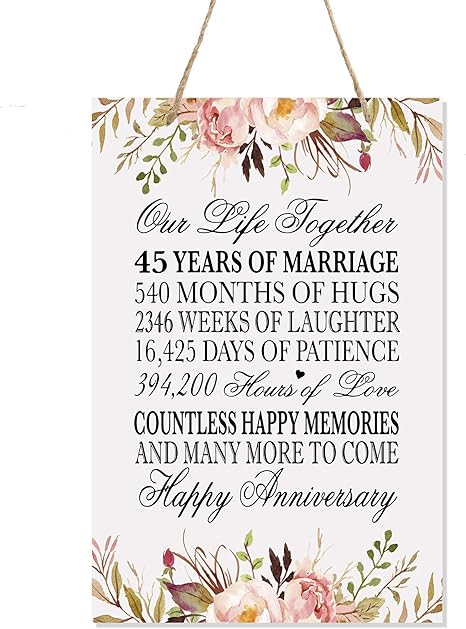 Amazon Co Jp Lifesong マイルストーン フローラル 45周年記念 額 結婚45周年 40年 結婚式 記念品ギフト 両親 夫婦 彼 彼女 Our Life Together ホワイト Home Kitchen