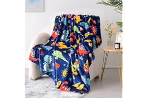 Yaning Dinosaur Blanket for Boys and Girls, Soft Cozy Cute Dinosaur Blanket for Kids Teens, Fluffy Fleece Throw Blanket for Sofa Toddler Bed, Navy Blue, 50x60 inches