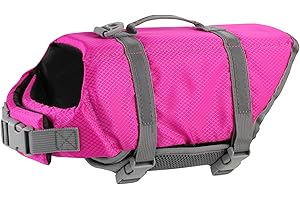 Dogcheer Dog Life Jacket, Ripstop Dog Life Vest with Reflective Stripes, Adjustable Puppy Life Jacket for Swimming High Buoyancy Dog Swim Flotation Vest for Small Medium Large Dogs(Pink-M)
