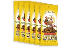 CRAZYGONUTS Crazy Go Nuts Walnuts - Sweet & Spicy, 1.25 oz (6-Pack) - Healthy Snacks, Vegan, Gluten Free, Keto, Low Carb, Superfood - Natural, Non-GMO, ALA, Omega 3 Fatty Acids, Good Fats, and Antioxidants