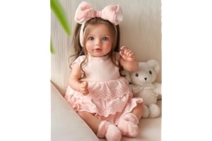 BABESIDE Lifelike Reborn Baby Dolls Dara - 20 Inch Realistic-Newborn Baby Doll Brown Hair Girl Handmade Real Life Toddler Dolls with Clothes and Toy Accessories Gift for Kids Age 3+