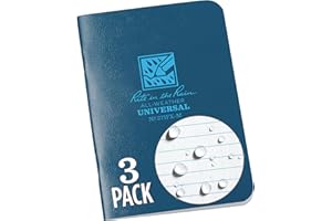 Rite in the Rain Weatherproof Mini-Stapled Notebook, 3.25" x 4.625", Blue Cover, Universal Pattern, 3 Pack (No. 271FX-M)