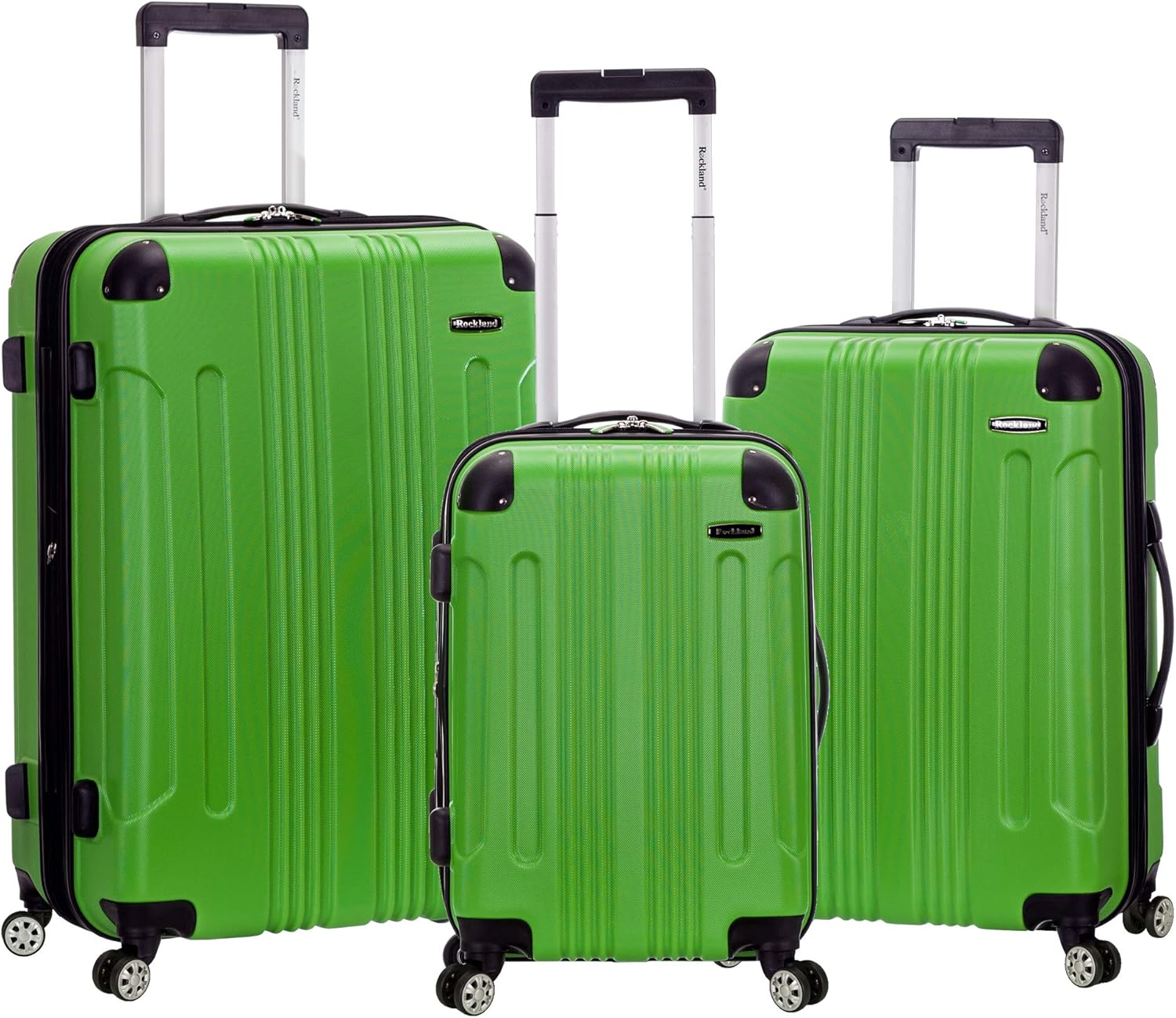 rockland sonic 3pc abs luggage set