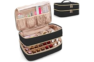 BAFASO Nail Polish Organizer Holds 40 Bottles (15ml - 0.5 fl.oz), Nail Polish Case with Manicure Tools Storage Sections (Patented Design), Black
