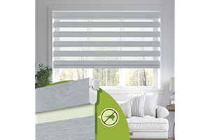MoDanCeQ No Drill No Tools Cordless Dual Layer Zebra Blinds for Windows, Blackout Zebra Shade for Indoor Windows,Easy to Inst