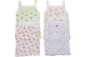 ToBeInStyle Girl's 4 Pack Ruffle Hem Spaghetti Strap Tank Tops
