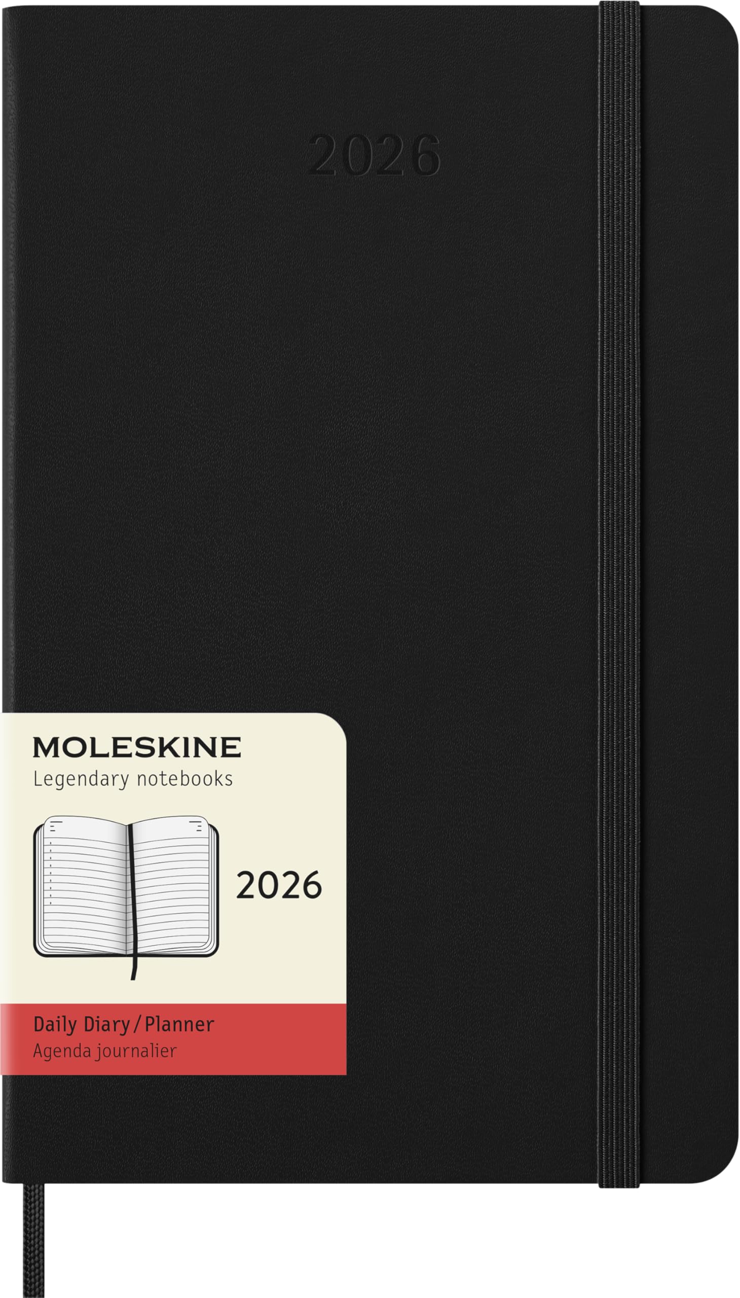 Moleskine Classic 12 Month 2026 Daily Planner, Hard Cover, Large (5″ x 8.25″), Black, 400 pages