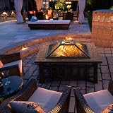 Yaheetech 86cm Square Fire Pit with Cover and Poker Copper Finish view 2