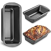 HONGBAKE 3 Pack Loaf Pan Set, 8.5 x 4.5 Inches With Wide Grips Nonstick Bread Tin, 1Lb Perfect for Homemade Baking, Grey