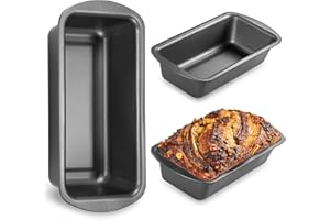 HONGBAKE 3 Pack Bread Pan for Baking Loaf Pan Set, 8.5 x 4.5 Inches Loaf Pan with Wide Grips Nonstick Bread Tin 3 pack, 1Lb Perfect for Homemade Bread, Grey