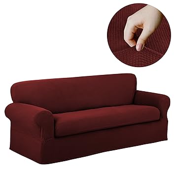 Amazon.com: Maytex Reeves Stretch 80 Piece Sofa Furniture Cover ...