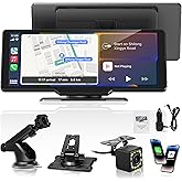 Carpeer Portable Carplay Screen for Car, 10.26" Wireless Car Screen & Android Auto Car Play Touchscreen with 1080P Backup Cam