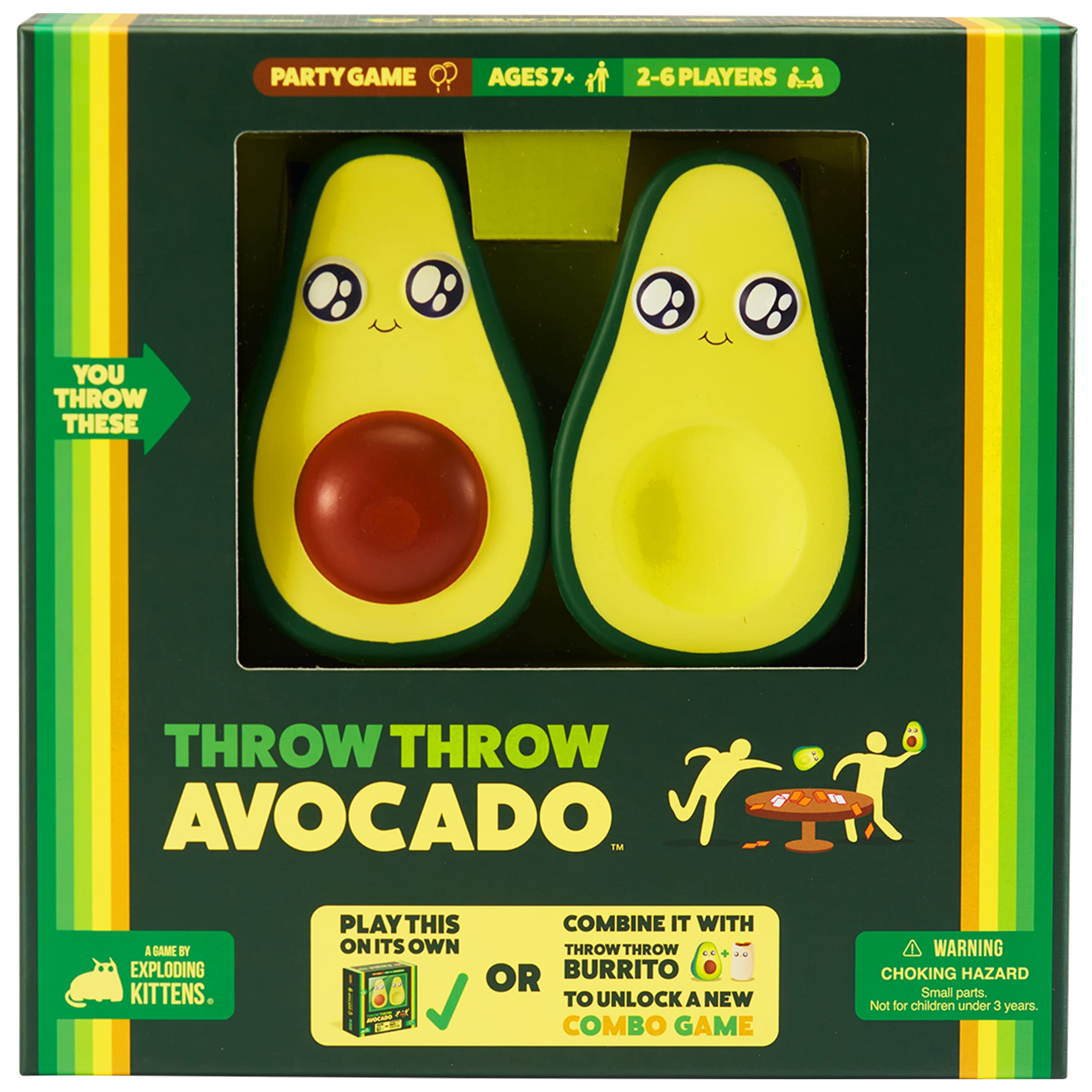 Exploding Kittens - Throw Throw Avocado - 2-6 Players - Ages 7+ - 15 Minutes to Play - Dodgeball Card Game - Ideal for Party, Family Game Night, Kids and Adults