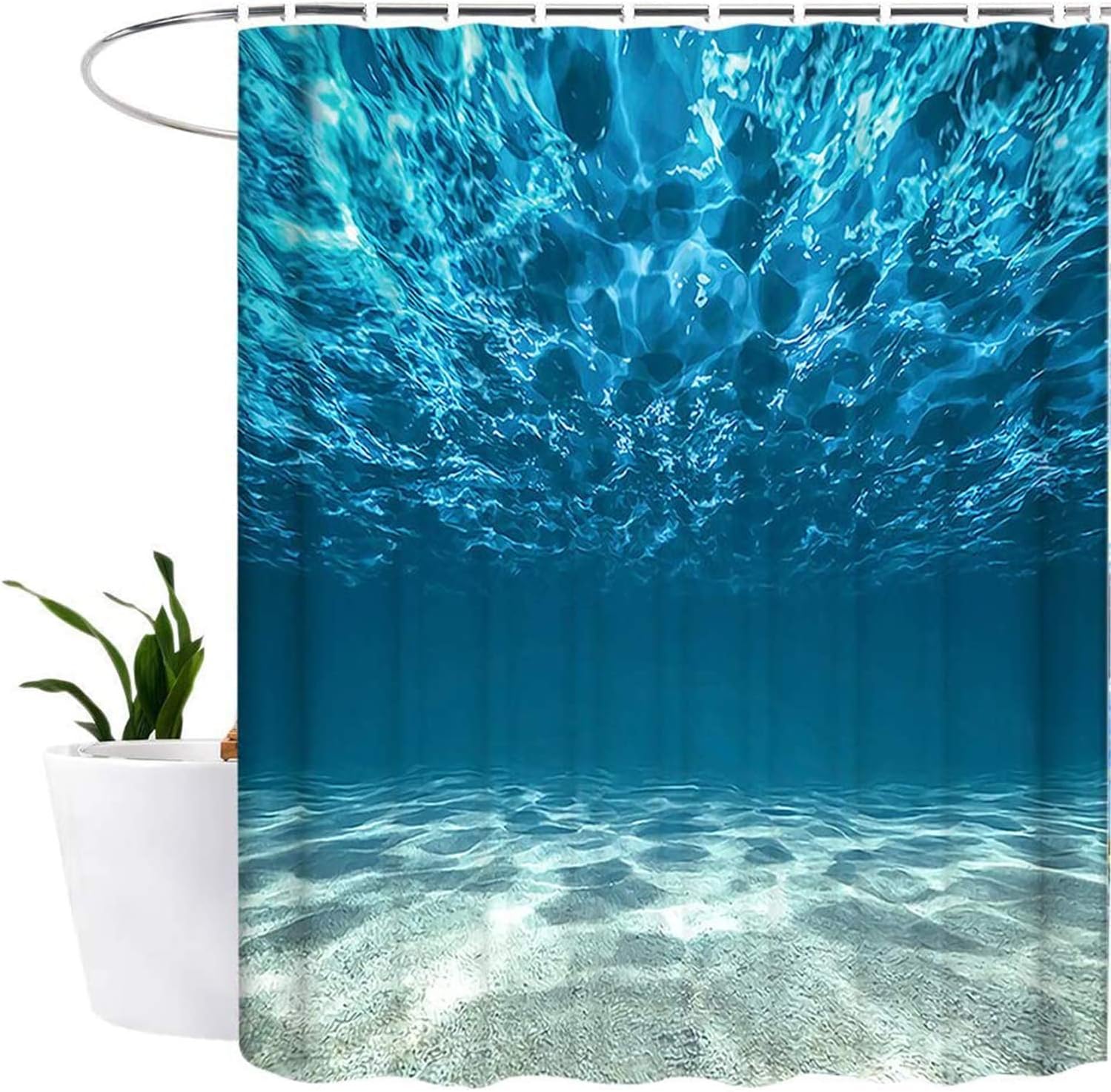 Ylevol Blue Ocean Shower Curtains, Seabed Waterproof Bathroom Curtain