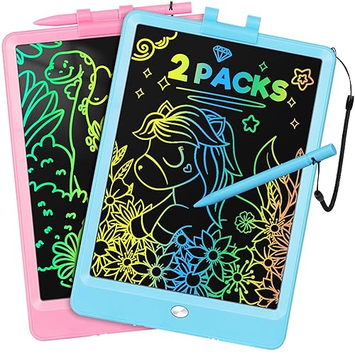 SplashNSpray Writing Tablet, 2pack LCD Drawing Tablet for Kids, Colorful Toddler Doodle Board, Erasable Reusable Electronic Drawing Pads, Educational and Learning Toy for 3+ Years Old Kids 8.5inch