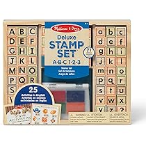 Melissa & Doug Wooden ABC 123 Stamp Set with Activity Book