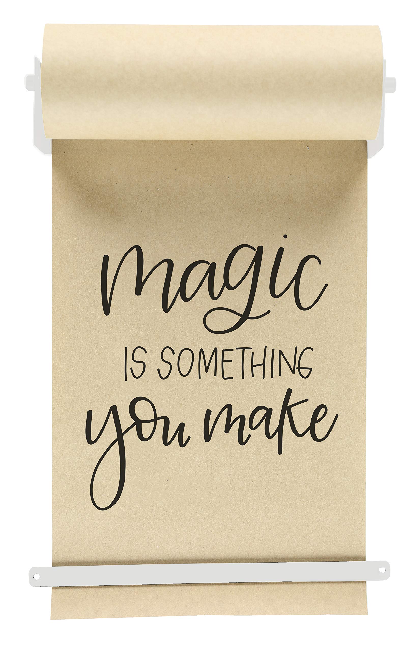 Rettel Roller Kraft Paper Roll Display - Wall Decor/Art Wall Mount - (1) Kraft Paper Roll Included (12 Inch, White)