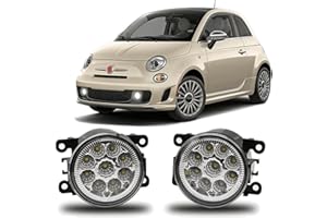 qobsos Fog Light Bulb 3.5 Inch For Fiat 500 2012-2018 Pair Front Fog Light Clear Lens Driving Lamps Left Right Side,6000k,Pac