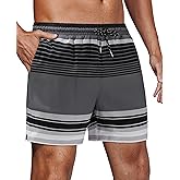 Gleeease 5inch Mens Swim Trunks: with Mesh Liner Lined Quick Dry Stretch Soft Comfort Beach Pool Pockets Vacation Striped
