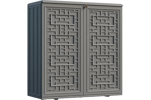 Mrosaa Indoor Outdoor Storage Cabinet Waterproof with Shelf,Plastic Storage Sheds Outdoor Cabinets for Patio/Garden/Backyard,
