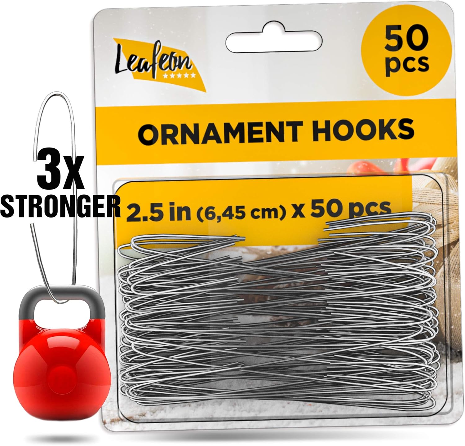 Ornament Hooks - 50 Pack Christmas Ornament Hooks – Great Ornament Hangers for Christmas Tree Decoration (Silver)