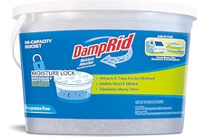 WM BARR DampRid Moisture Absorber Hi-Capacity Bucket, 4 lb., Fragrance Free, For Fresher, Cleaner Air in Large Spaces, Lasts Up To 6 Months, No Electricity Required