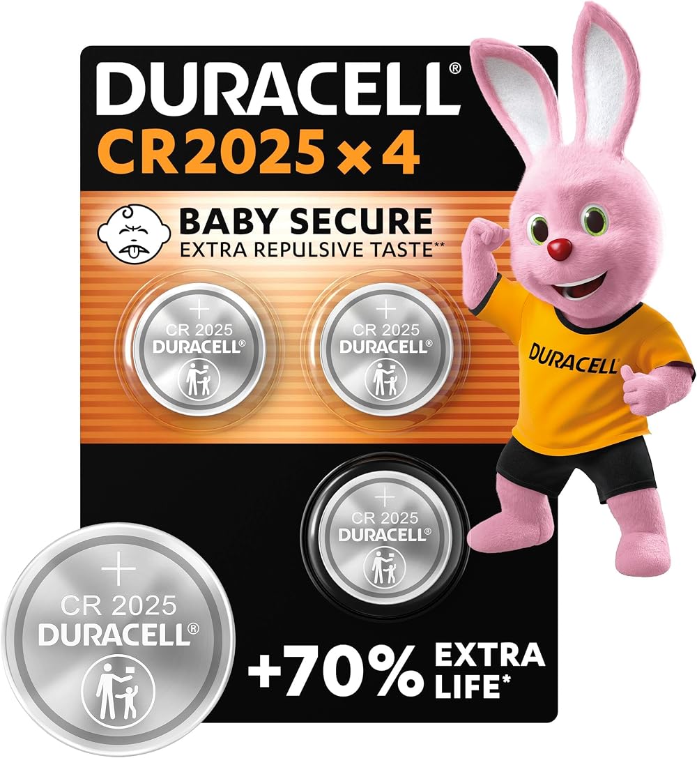 Duracell 2025 Lithium Coin Batteries 3V 4 Pack Baby Secure Tech