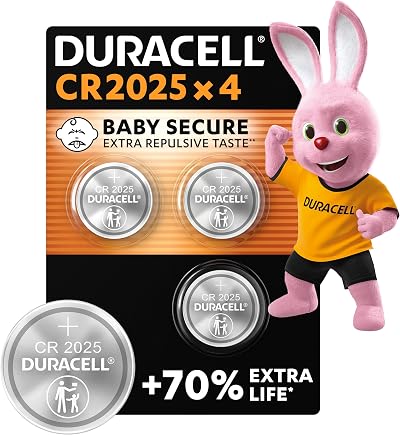 Duracell 2025 Lithium Coin Batteries 3V 4 Pack Baby Secure Tech