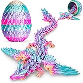 Cessfle Prefilled Easter Eggs with 3D Printed Dragon with Wings Inside, 8" 3D Articulated Crystal Winged Dragon Egg, Easter Basket Stuffers for Boys Kids Teen 4-6 5-7 8-12(Rainbow)
